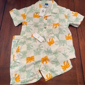 Old Navy Green and Orange short Set